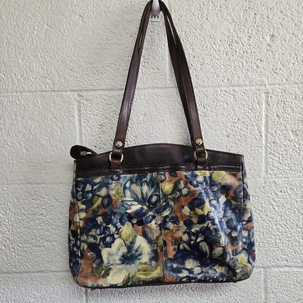 Patricia Nash blue clay floral poppy tote